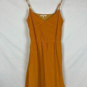 Anthropologie- Broadway&Broome mustard yellow silk dress.